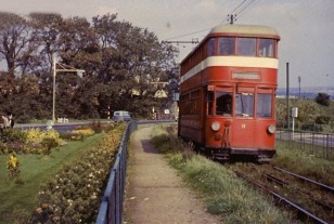 Mumbles Railway car number 11 alongside Blackpill Lido in the late summer of 1959.